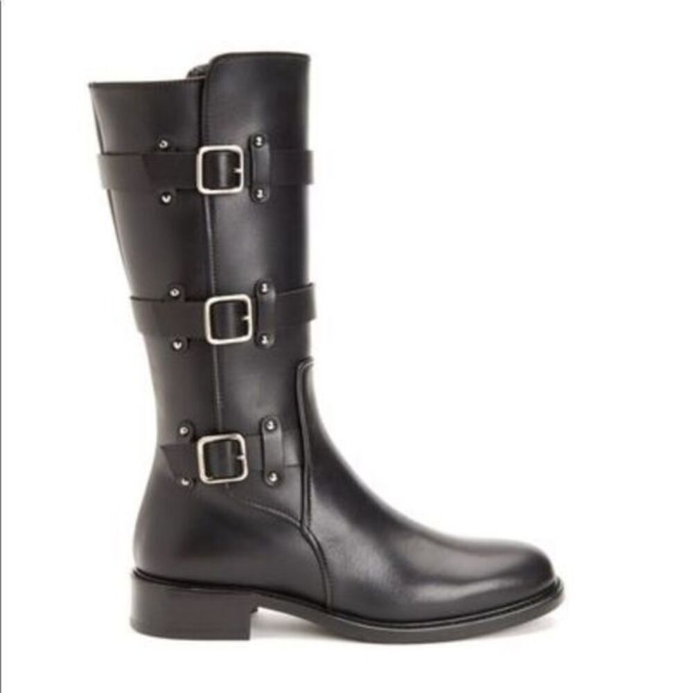 new
Aquatalia Brennen Black Leather Moto Boots - Picture 1 of 6